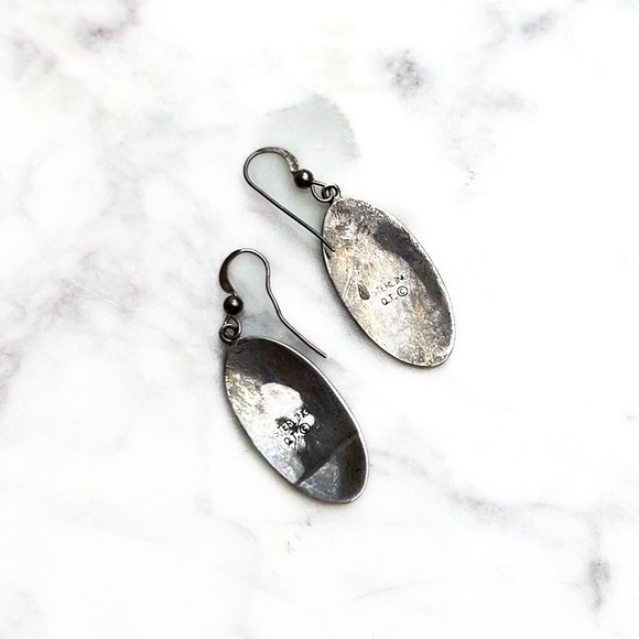 Silver Kokopelli Earrings With Turquoise Inlay - Picture 3 of 4